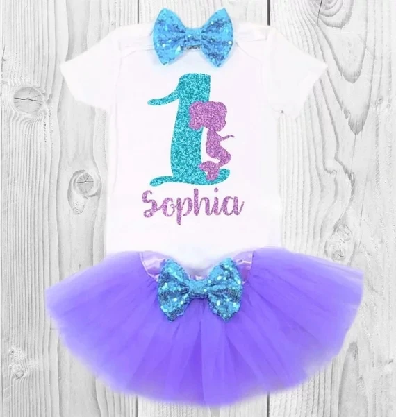 

customize under the sea little mermaid birthday bodysuit onepiece Tutu t shirt legwarmers toodles Outfit set baby shower gifts