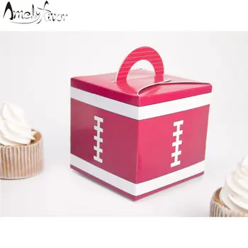 

Sports Theme Rugby Football Square Favor Box Candy Gift Box Cupcake Box Sport Meeting Birthday Decor Party Container Supplies