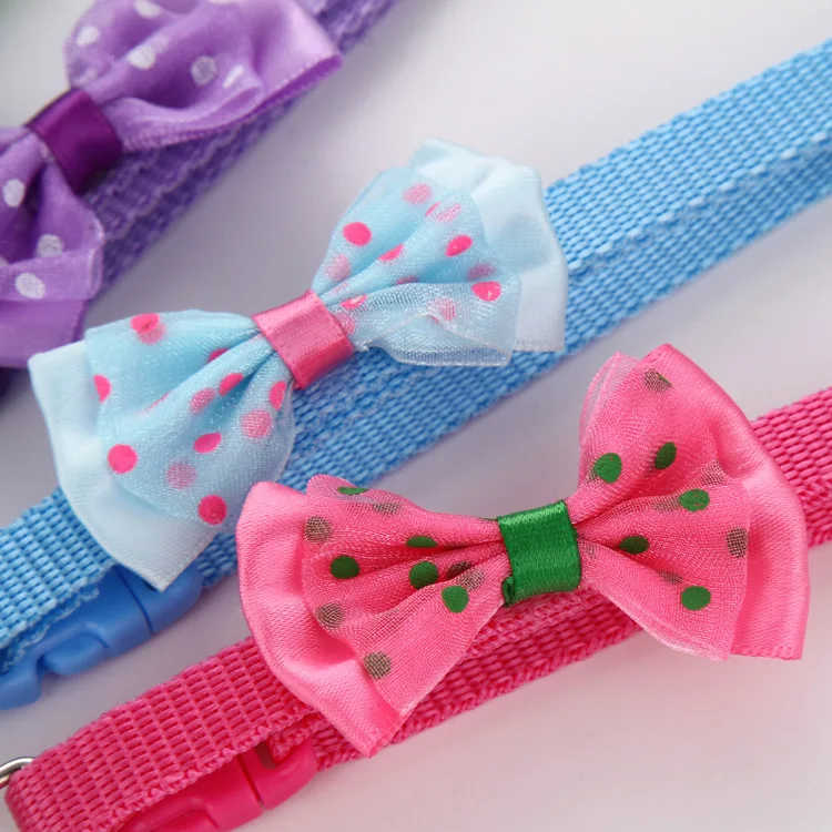 2019new Puppy Adjustable Pet Collar Cute Bowknot Necktie Dog Cat Nylon Bell Kitten Bow Tie Collar