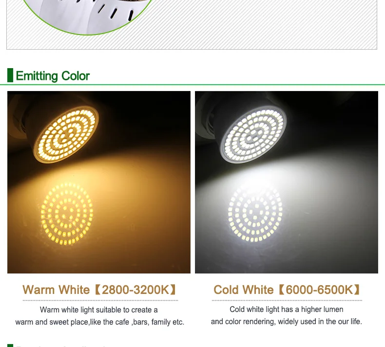 E27 LED Bulb GU10 LED Lamp 220V SMD 2835 MR16 Spotlight 48 60 80LEDs Warm White Cold White Lights for Home Decoration Ampoule