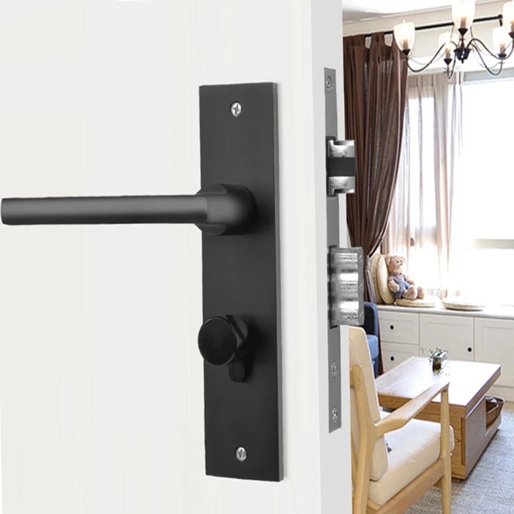 Door Handle Lock Front Back Lever Lock Bathroom Bedroom Door Handles #1