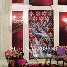Элегантная Цветочная декоративная стеклянная ручной работы мозаичная плитка современное оформление стены Фреска