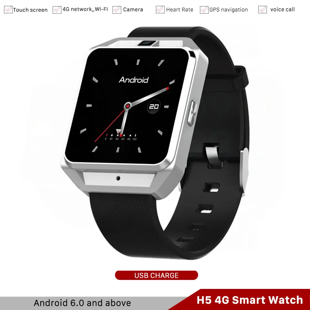 

H5 4G Smart Watch Man GPS Phone Watch WIFI 1G/Ram 8G/Rom Smart Watch Phone Android 6.0 Hart Rate Smartwatch Earphone Camera