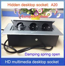 EU plug Tabletop socket /hidden/ Damping spring open Information outlet /Office conference room High-grade desktop socket /A20 office conference multimedia socket hidden hdmi usb cable information outlet box universal power desktop socket a17
