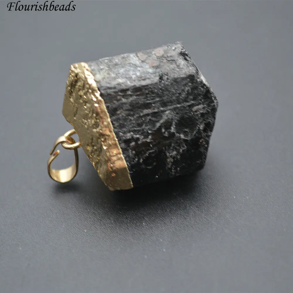 

Natural Black Tourmaline Fat Boulder Nugget Stone Pendant fit Necklace Making