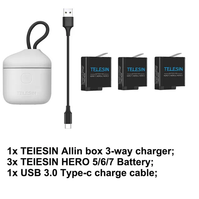 Телесин ALLIN коробка 3 слота Батарея Зарядное устройство футляр для хранения с функцией зарядного устройства для считывания с tf-карт чехол для Gopro hero 5/6/7 Экшн-камера patchsky - Цвет: Package 4