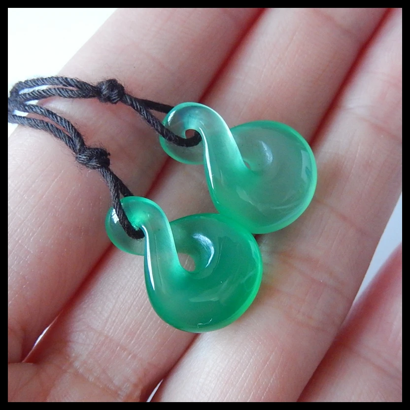 

Semi-precious stones Fashion Green Agate fashion woman earring beads Pair,20x14x6mm,3.3g