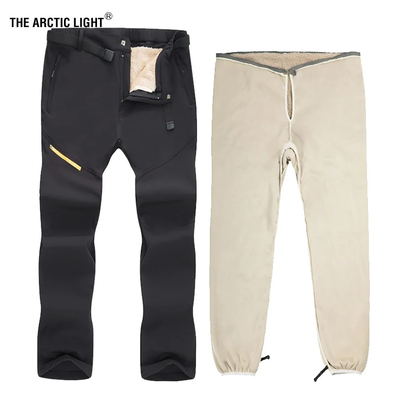 

THE ARCTIC LIGHT Pants Men Ski Thick Warm Windproof Fleece Softshell Liner Removable Outdoor Hiking Skiing Trousers Winter