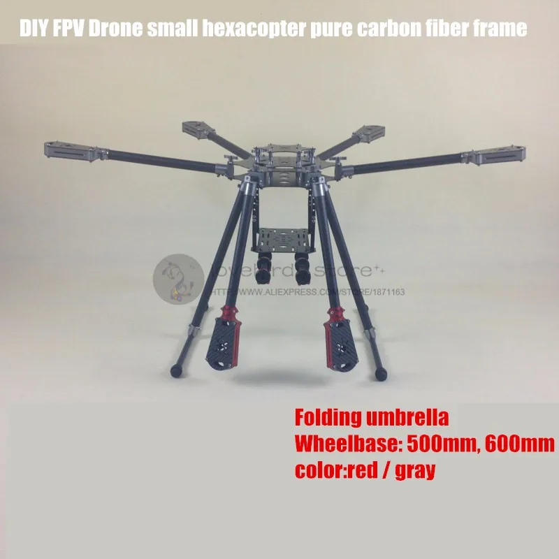 DIY FPV воздушные дроны алюминиевый зонт складной маленький гексакоптер из чистого углеродного волокна Рама с шасси версия