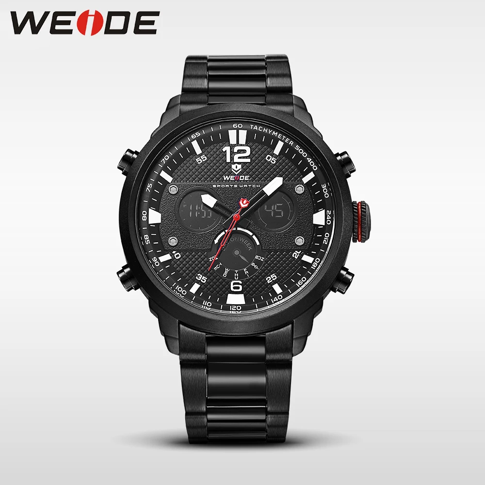

WEIDE genuine hour sports digital stainless steel strap quartz men Wrist watches contracted water multiple time zone chronograph