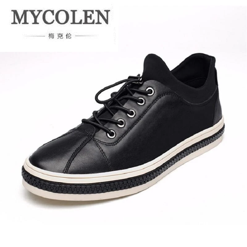 

MYCOLEN New Board Shoes Black Shoes Breathable Casual Men Shoes Fashion Genuine Leather Men's Shoes zapatillas hombre casual