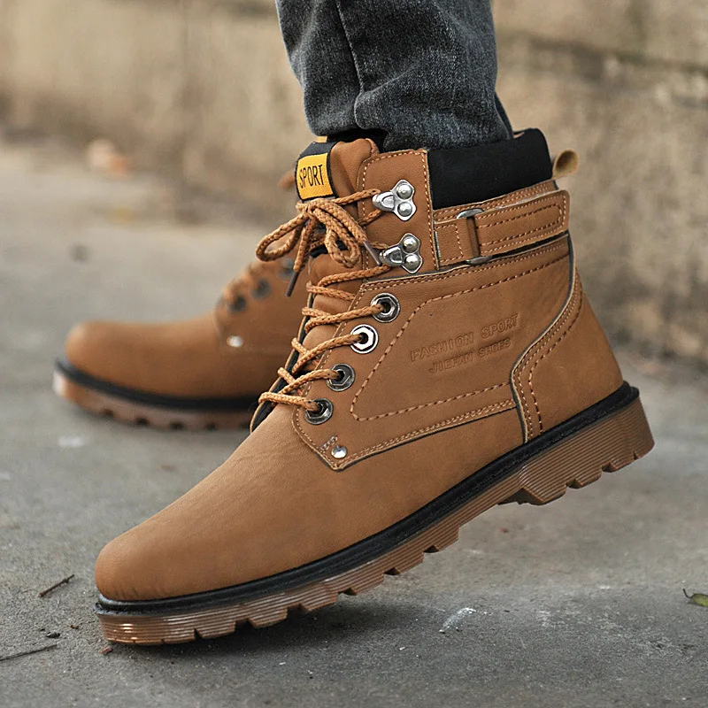 

Fashion 2016 Men Ankle Boots Lace Up Men Martin Boots Comfort Casual Male Outdoor Boots Shoes