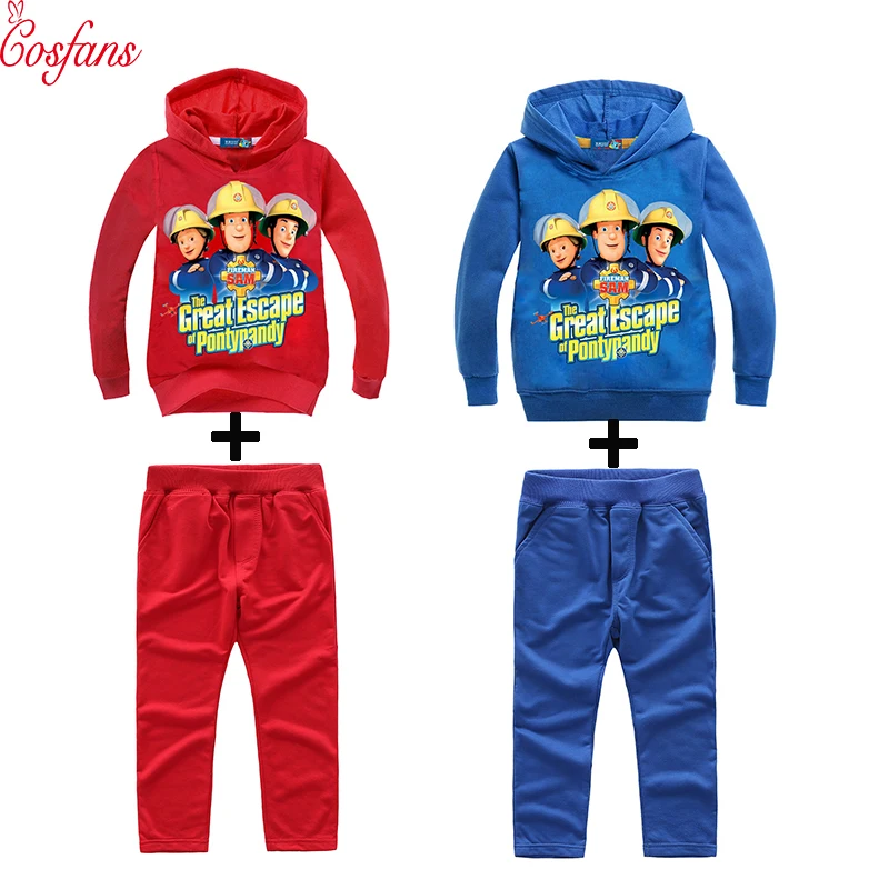 Animation Fireman Sam Cosplay Costumes Lovely cartoon Hoodies Sweatshirts Pants For Kids Girl Boy Christmas Party Uniforms Set Animation Fireman Sam Cosplay Costumes Lovely cartoon Hoodies Sweatshirts Pants For Kids Girl Boy Christmas Party Uniforms Set