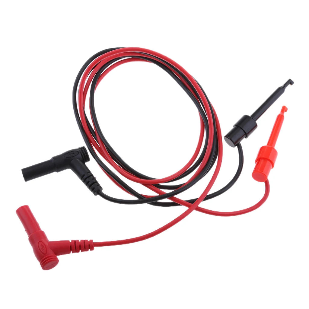 

1 Pair Banana Plug to Test Hook Clip Probe Cables Multimeter Wire Leads - Black & Red Pure Copper Power Output Line