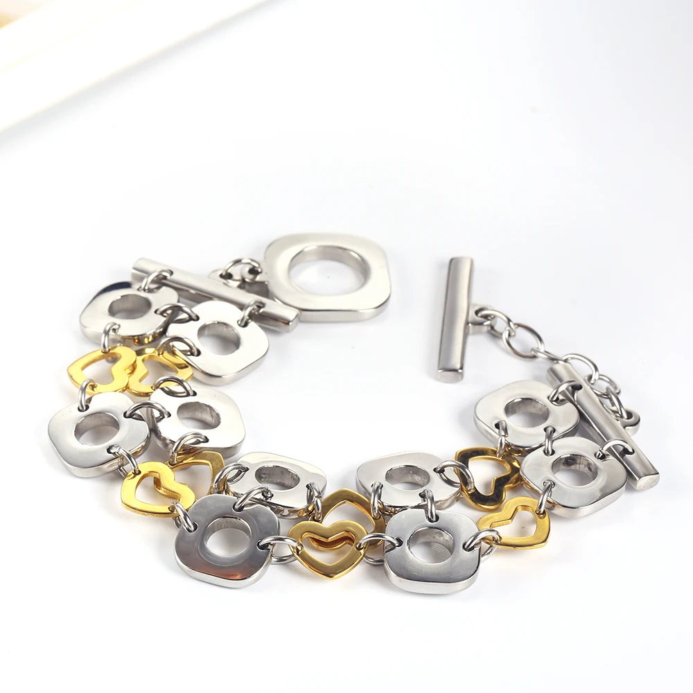 OUFEI Stainless Steel Jewelry Woman Vogue Chain Link Bracelets Bangles Charm Best Friend Bracelet Jewelry Accessories