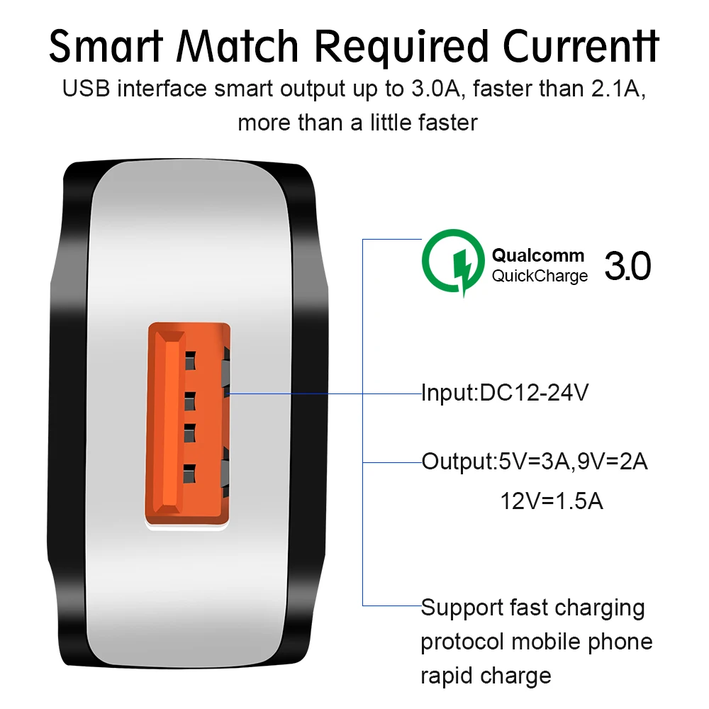 Зарядных порта USB для автомобиля Зарядное устройство Quick Charge 3,0 Универсальный светодиодный автомобиль-Зарядное устройство адаптер для iPhone samsung xiaomi с 3-в-1 кабель быстрой зарядки страховочный трос