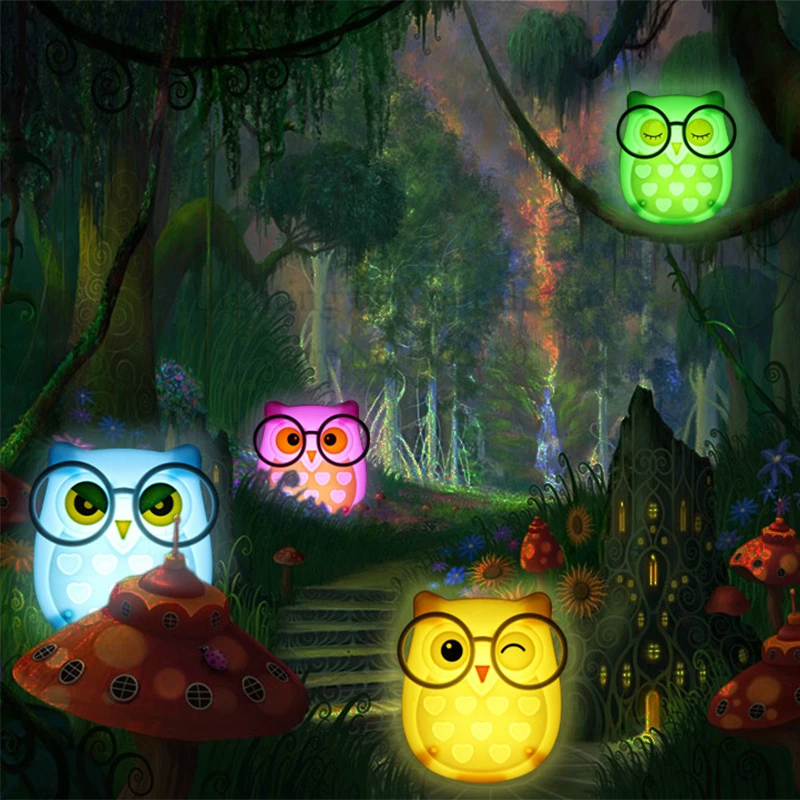 2019 Owl Led Night Light Auto Light Sensor Control LED Sensor Night Lights Child Baby Home Bedroom Pink Blue Green Yellow Light nursery night light
