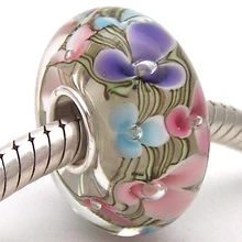 PJG867 стерлингового серебра S925 бусины из муранского стекла подходят для европейских шармов Браслет Подвески diy ювелирные изделия стеклянные бусины лэмпворк