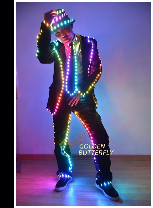 LED Light Clothing Luminous Suits Glowing Dance Costumes Men 