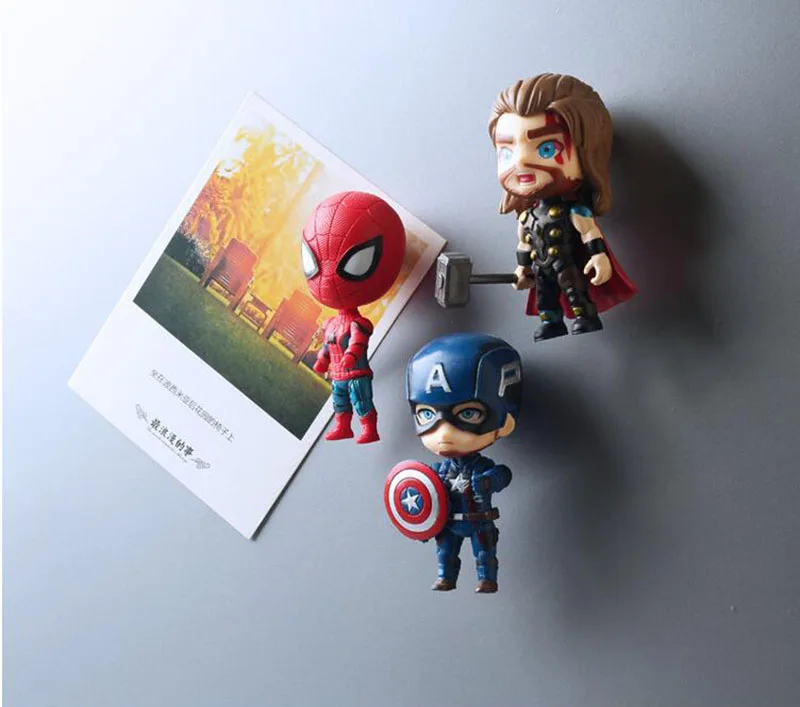 6 шт./компл. милые Мстители стикеры на холодильник человек-паук Raytheon Железный человек 3D креативный ПВХ Магнитные наклейки сообщения