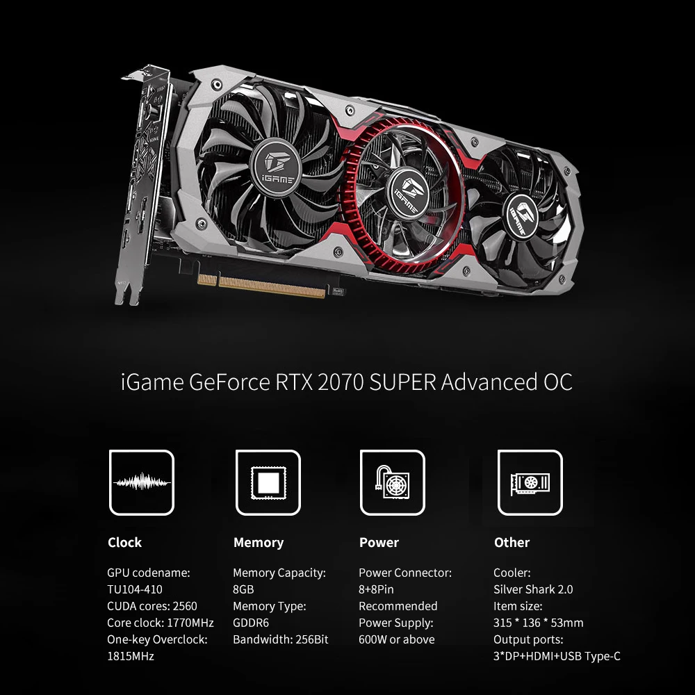 Цветная графическая карта iGame GeForce RTX 2070 Advanced OC GDDR6 8G 256Bit