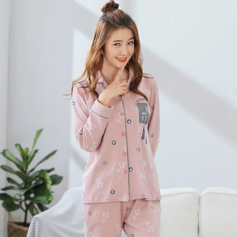 BZEL женские пижамы хлопок мультфильм Kawaii Ночная рубашка Женский повседневное