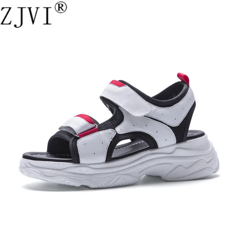 

ZJVI women summer platform sandals woman fashion flats sneakers genuine lealther wedges heels flat shoes sandalias mujer 2019