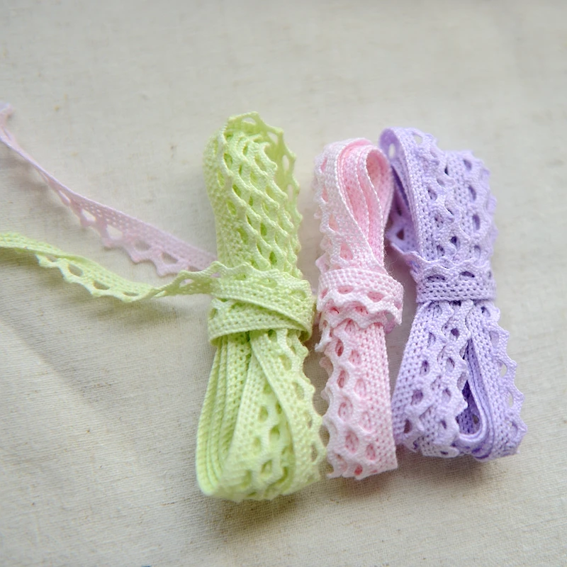 

20m/lot 8mm purple green pink cotton embroidery wave lace for clothing curtain decoration diy accessories trim ribbon fabric1339