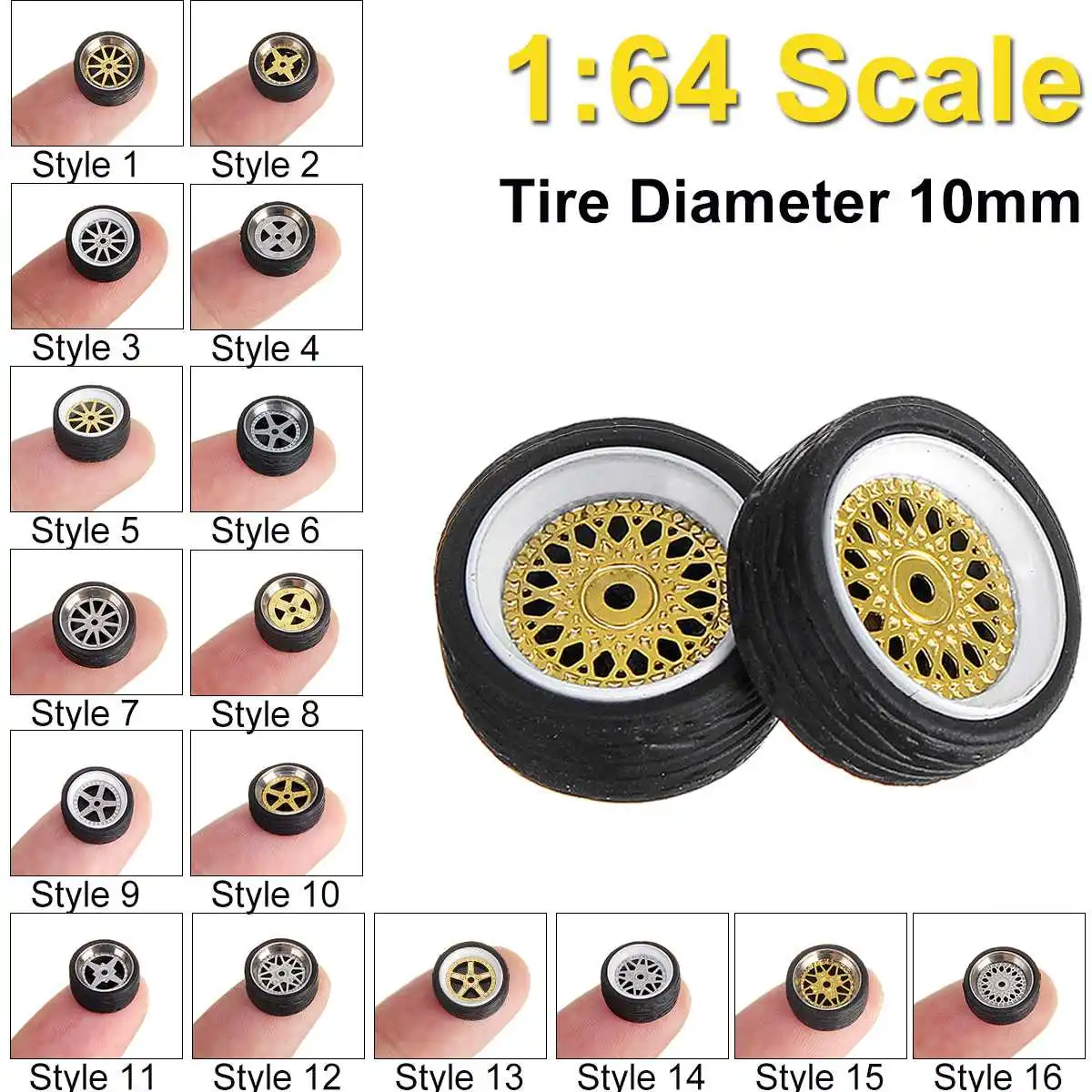 

4pcs/box Alloy Wheels Tire Set Axles Vehicle Wheels Tire Modified Alloy Car Refit Wheels For 1/64 Vehicle Car Model