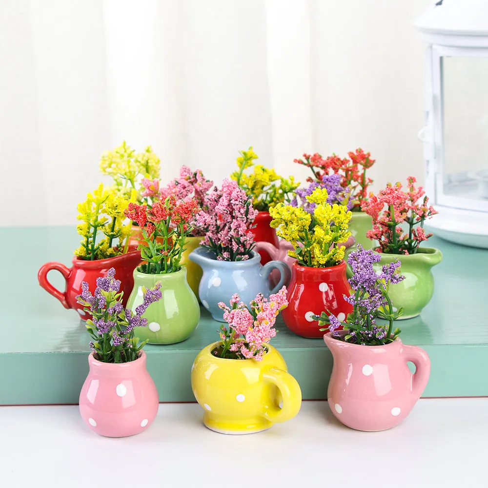 

1PC Micro Landscape Dollhouse Fairy Garden Flowerpot Figurine Miniatures Potted Flower Cup Artificial Bonsai Ornament Home Decor