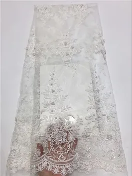 

Latest red nigerian laces 2018 african french lace fabric high quality With beads lace fabric for wedding dress white purple