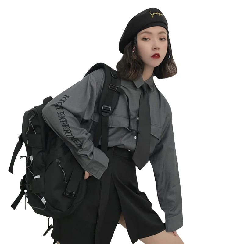 

Spring Women's Clothing Vintage Print Turn-down Collar long sleeve shirts+harajuku skirts preppy style Women's Sets New hipster