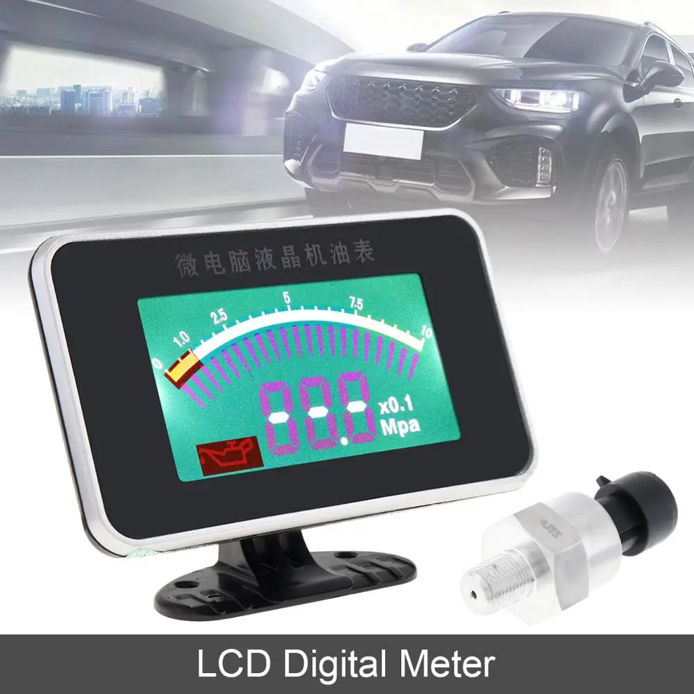 

12V 24V Universal Fuel Gauges LCD Digital 1/8 NPT Fuel Gauge Auto Replacement Part Compressed Air Oil for Car Motorcycle Vehicle