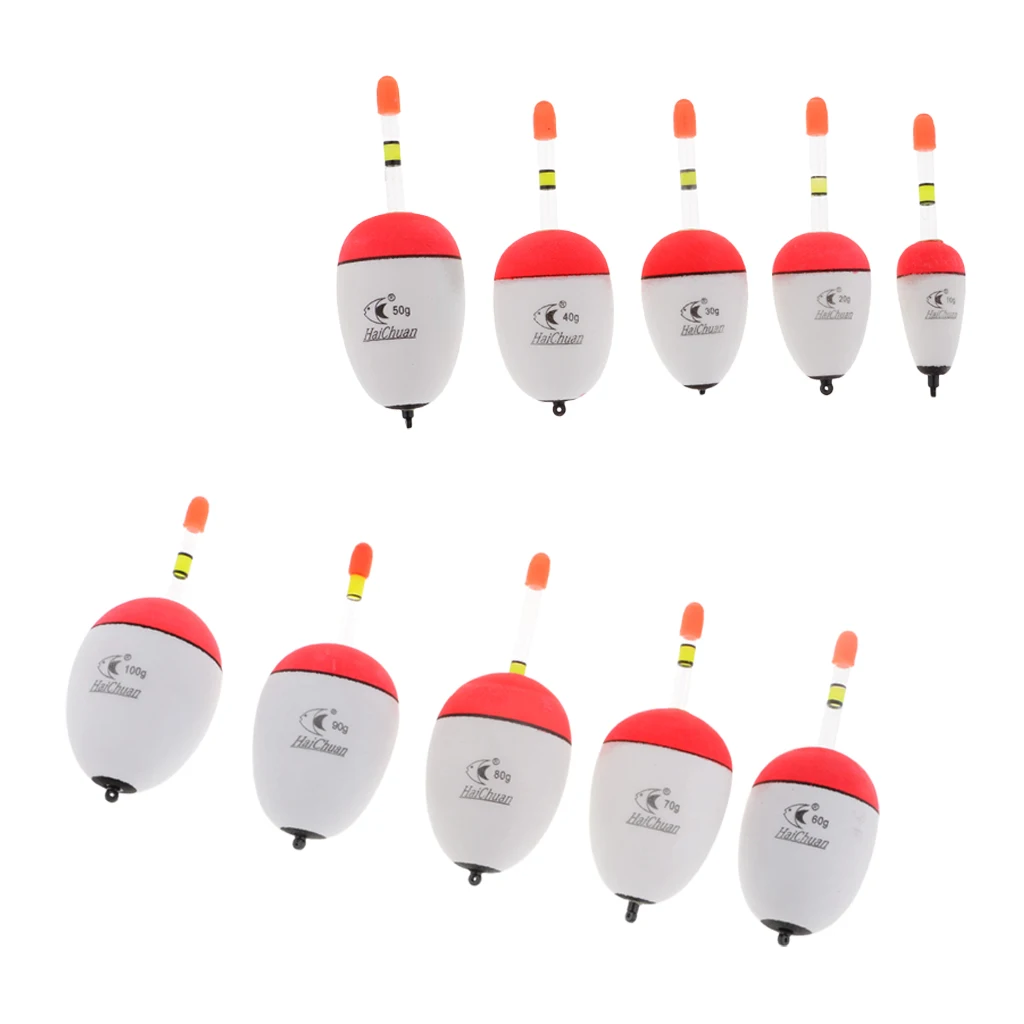 5pcs Luminous Fishing Bobbers EVA Foam Float Drift Fishing Floats 10g-100g Higher Buoyancy For Sea Night Fishing