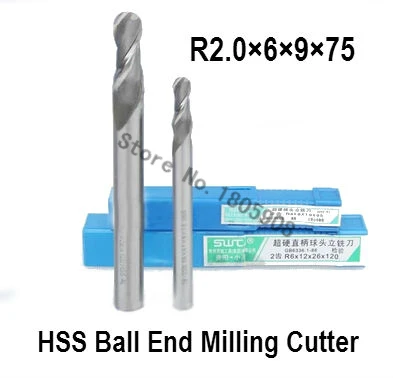 

5PCS lengthening R2.0 high speed steel ball end milling cutter, straight shank white steel cutter, R alloy milling cutter