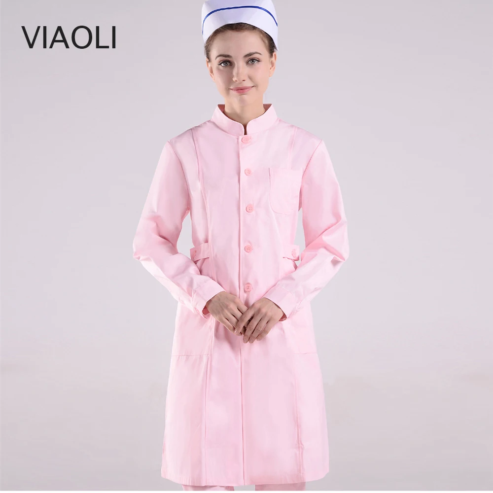 

Long Sleeve Women/Men White Medical Coat Nurse Services Uniform Medical Scrub Clothes White blue Lab Coat Hospital Clothes 2019
