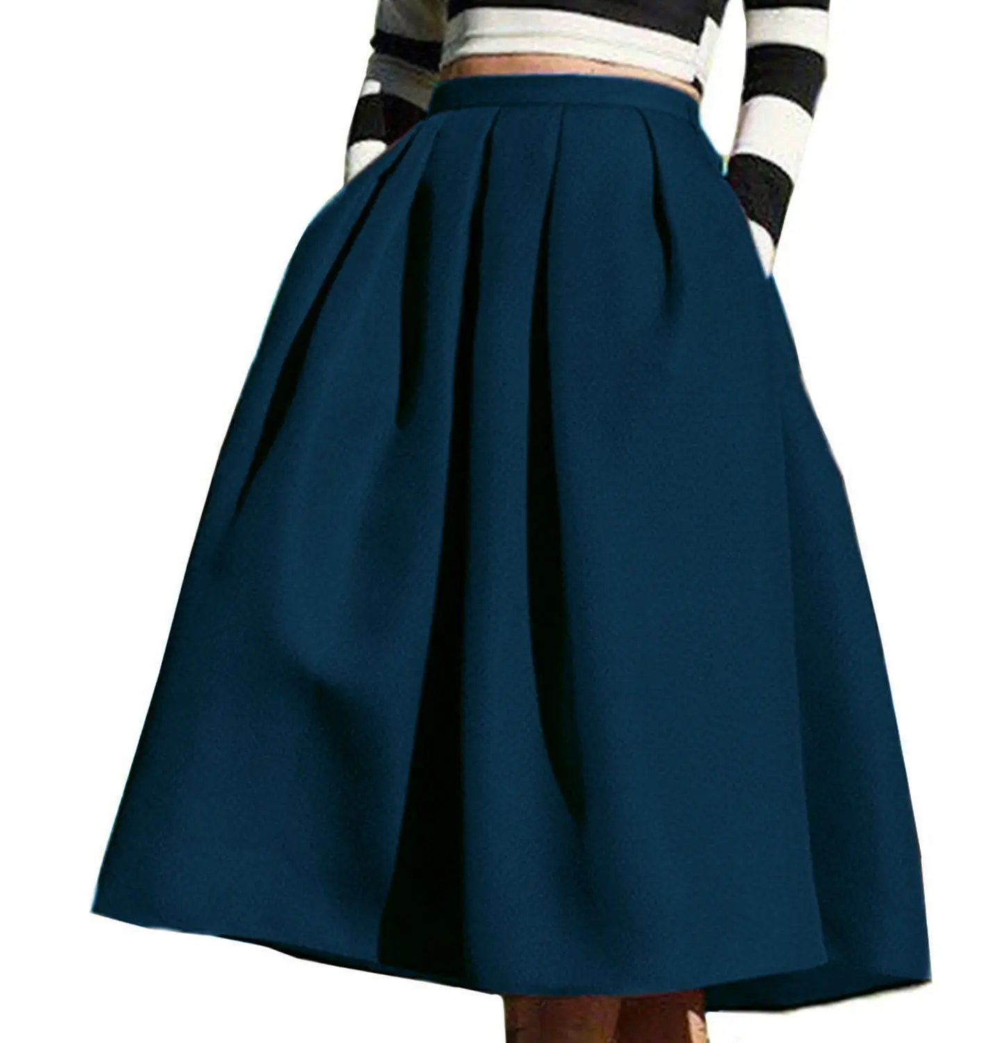 Новая модная Пышная юбка с высокой талией, однотонная сатиновая юбка-зонтик, темпераментная юбка с большим маятником Хепберн, длинная юбка