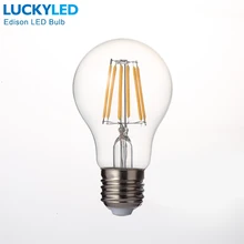 LUCKYLED Retro Luz con filamento LED lámpara E27 W 2W 4W 6W 8W A60 Vintage Edison bombilla Led 110V / 220V claro cristal Shell