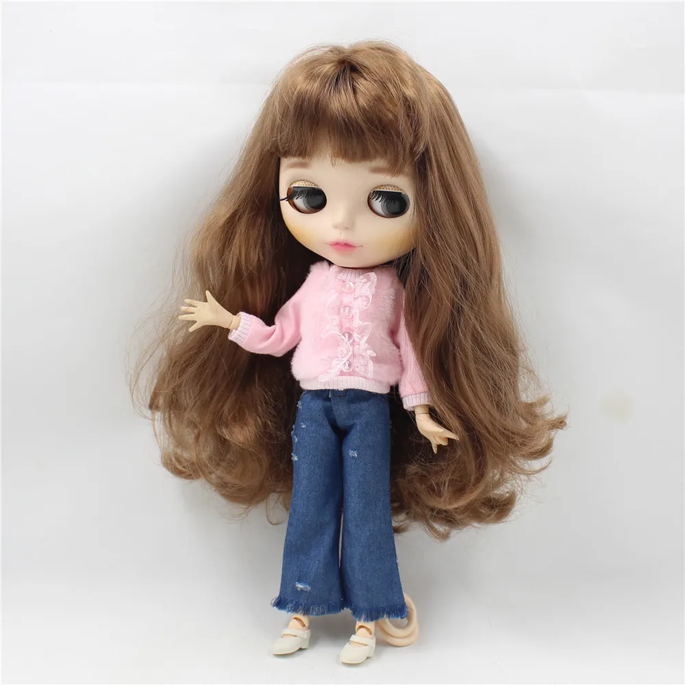 Blyth doll icy licca боди розовая кружевная рубашка синие джинсы, только одежда без куклы
