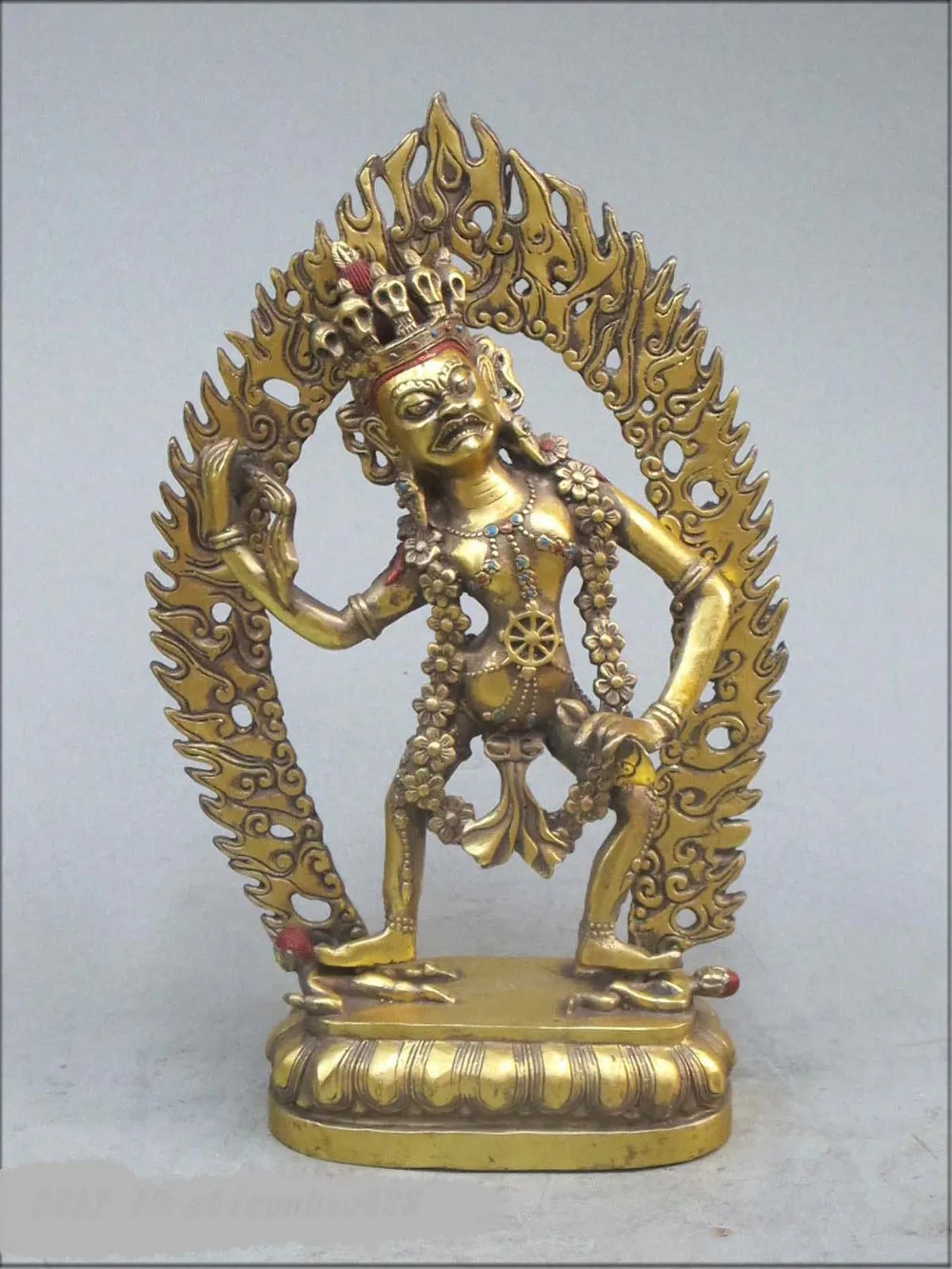 

12"Tibetan Bronze Gild King Kong Treasure mother kwan yin Buddha statue