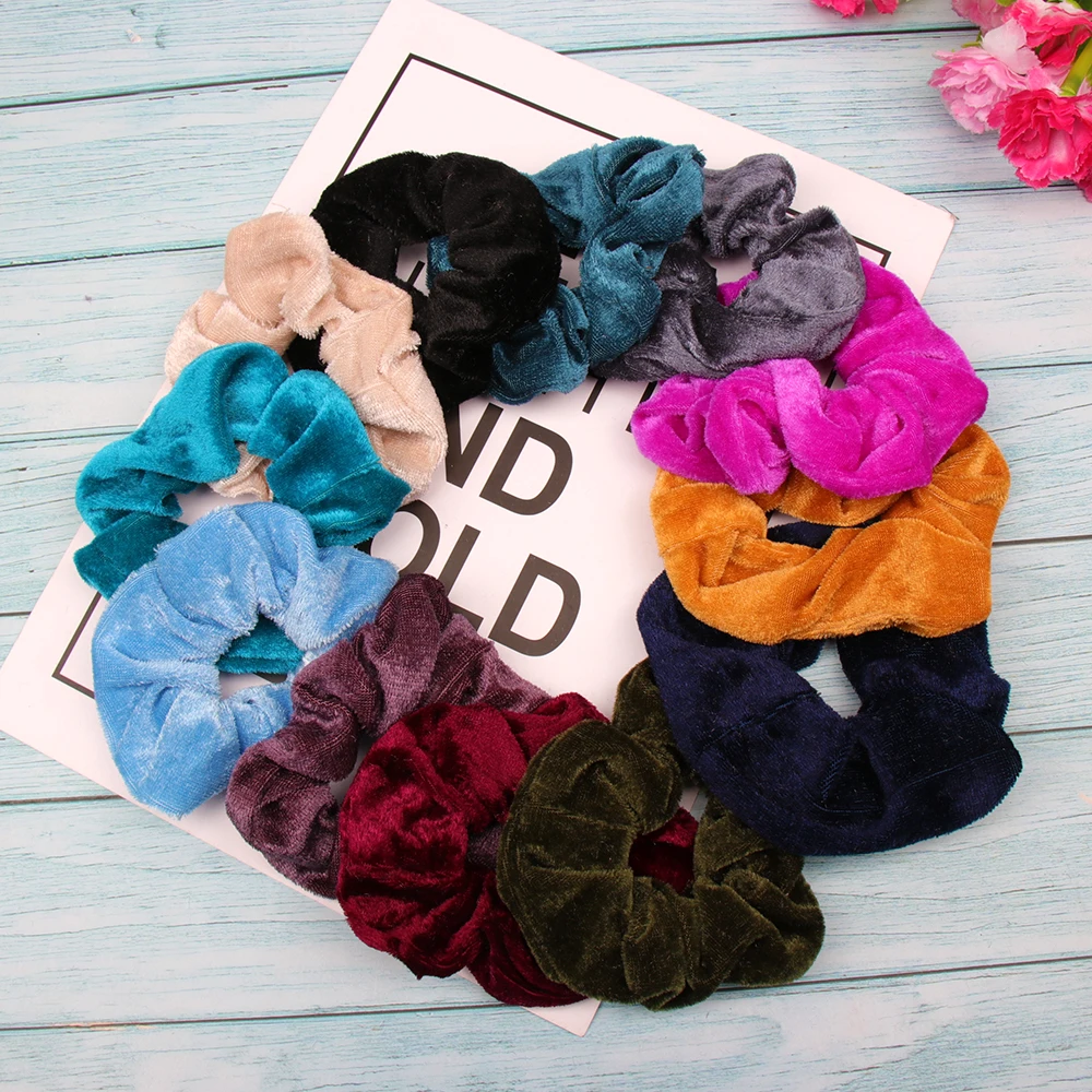 

Hair Accessories Solid Velvet Hair Scrunchies Gum Ponytail Holder Ruber Bands Women Winter Hair Rope Ties Headband For Girls