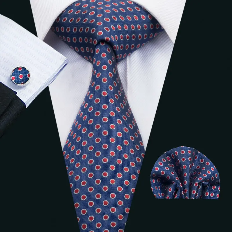 

Barry.Wang Brand Men`s Tie 18 Styles Polka Dot Silk Jacquard Woven Necktie Handky Cufflink Set For Men`s Business Wedding Party