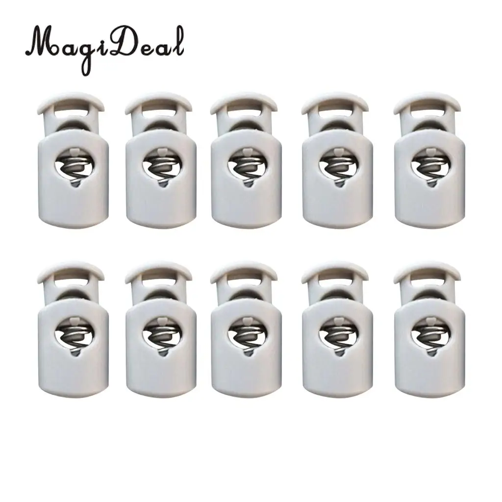 MagiDeal Pack 10 Single Hole Elastic Shock Cord Bungee Rope Barrel Stopper Lock End Toggle Buckles with Metal Spring