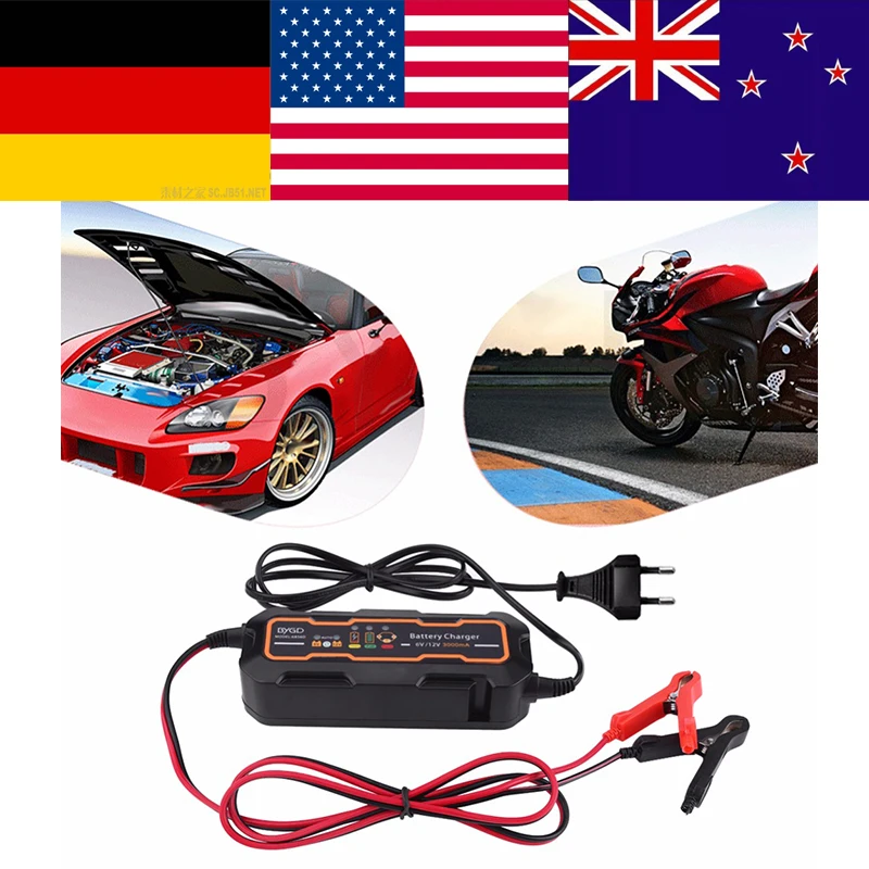 6V/12V 3A Automatic Smart Battery Charger for Car Vehicle Truck Motorcycle Boat AGM GEL |