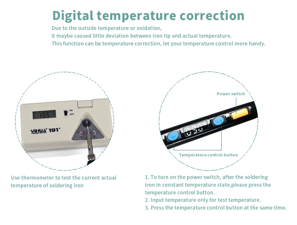 ОУР Термостатический паяльник YIHUA 928D с кнопкой Температура регулируется Цифровой паяльник 220 В 110 В для пайки