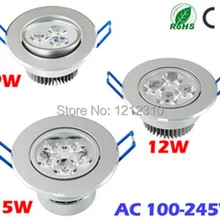 9 Вт 12 Вт 15 Вт встраиваемые потолочный светильник Светодиодная лампа Встраиваемые Кабинет стена лампы 85 В-245 В для освещения дома гостиная 3 шт./лот