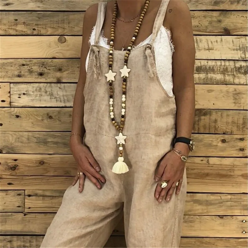 

Women Casual Loose Cotton Linen Jumpsuit Long Pants Pure Color Strap Jumpsuit Harem Trousers Woman Elegant Overalls Playsuit New