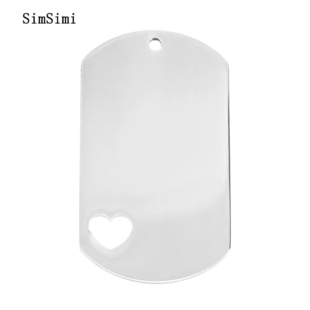 

ID dog tag blank charms pendant inside heart both sides mirror polish stainless steel good quality whosale 50pcs