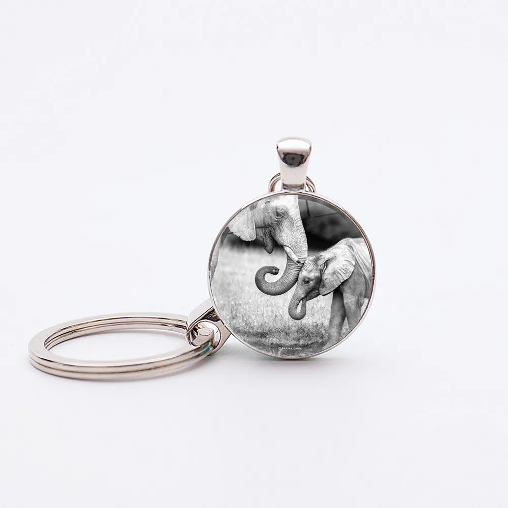 

Silver Plated Lucky Elephant Keychain Hindu Meditation Animals Elephant key chains key rings Ganesha Pendant Keyholder Jewelry