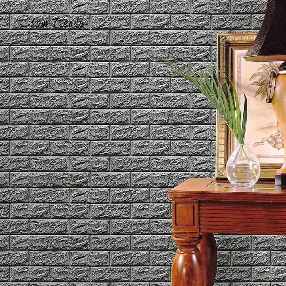 

New Fashion Home DIY Decoration PE Foam 3D Wallpaper DIY Wall Stickers Wall Decor Embossed Brick Stone Self-adhesive Design